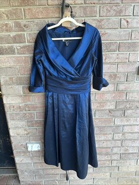 JS Boutique Navy Wrap-Style Midi Dress with Sash